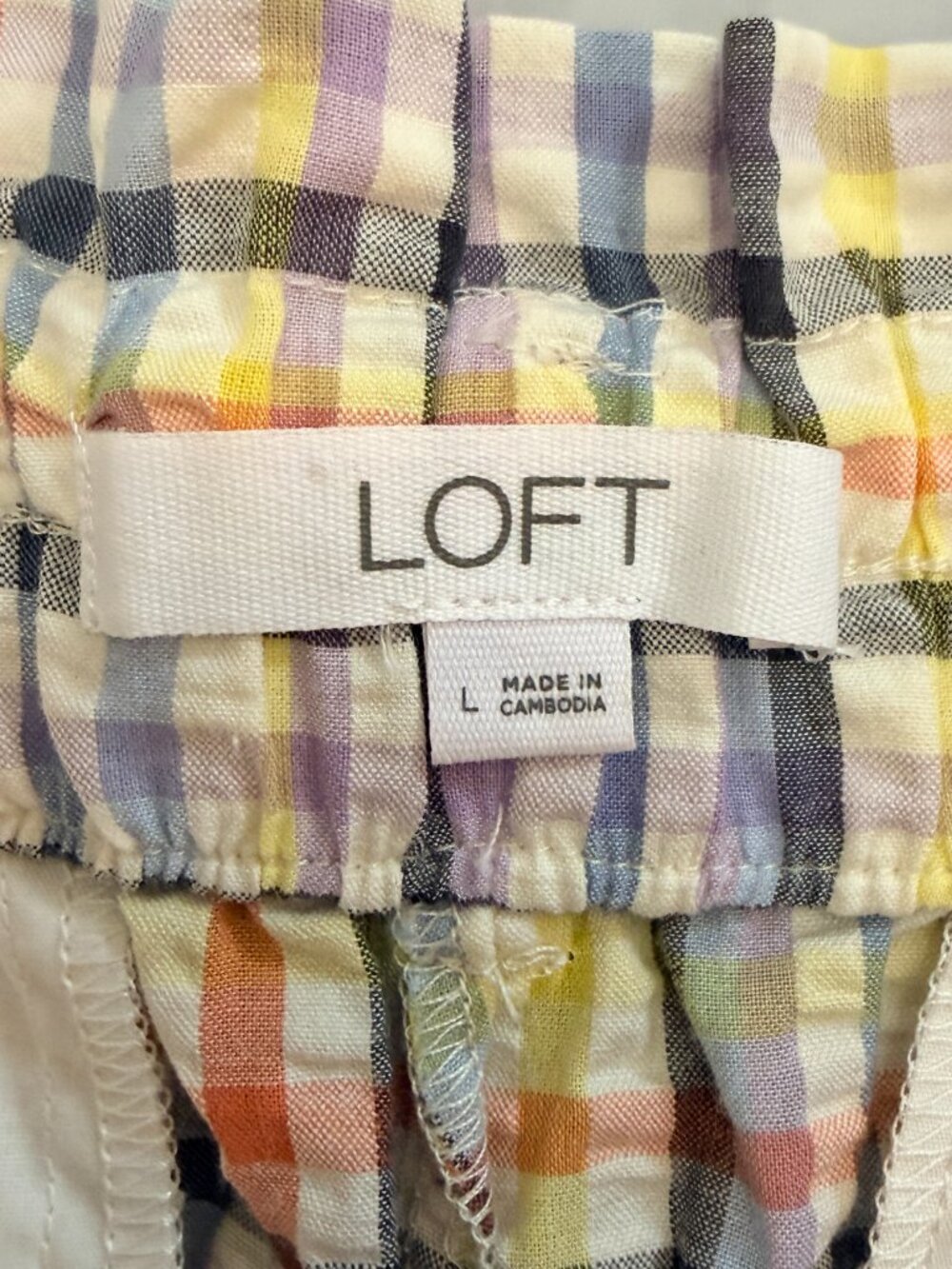 Loft (Ann Taylor) Plaid Belted Paper Bag High-Waisted Casual Shorts - Size L - Picture 12 of 13